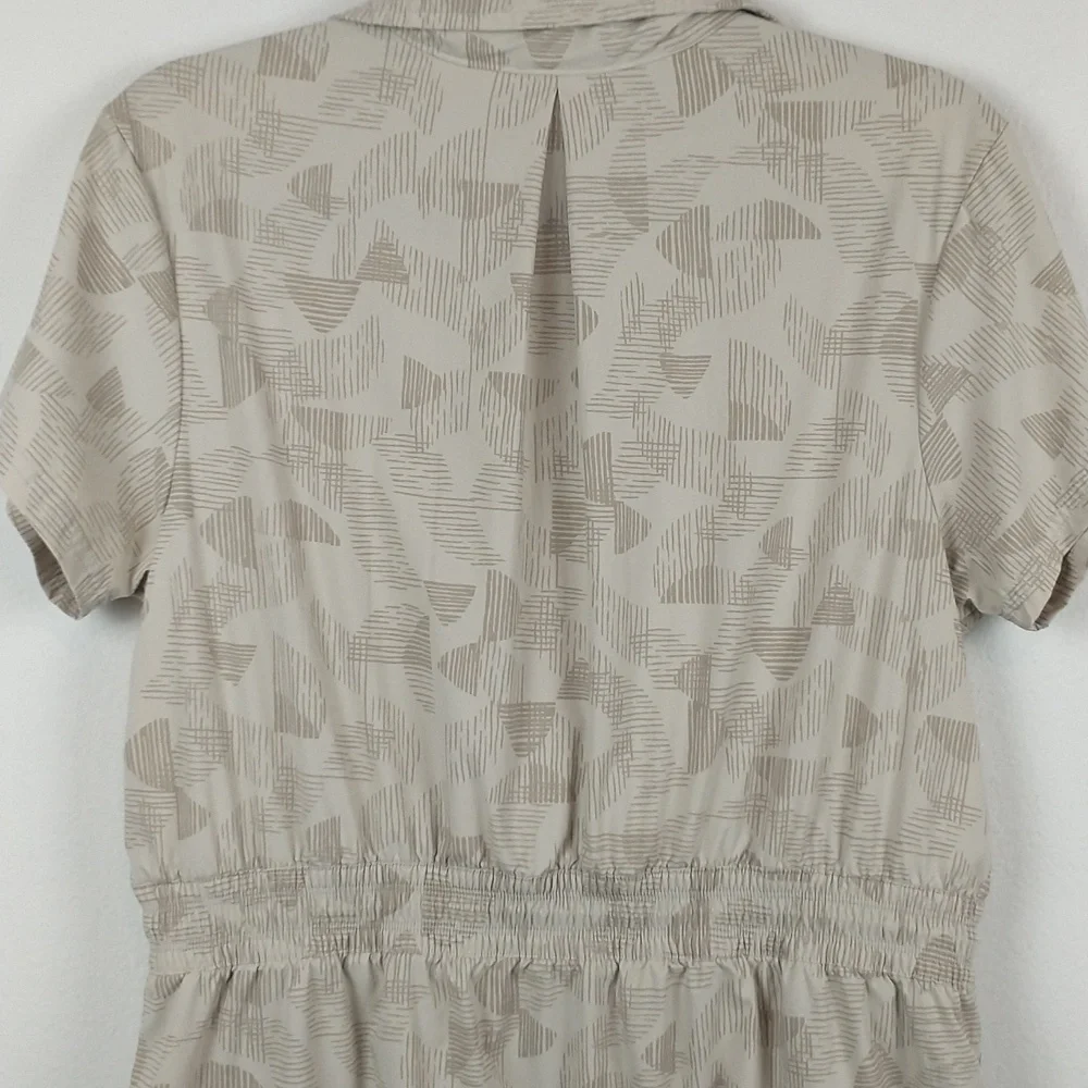 REI Co-Op Trailmade Dress Large Beige Mini Outdoor Hiking Short Sleeve Collared